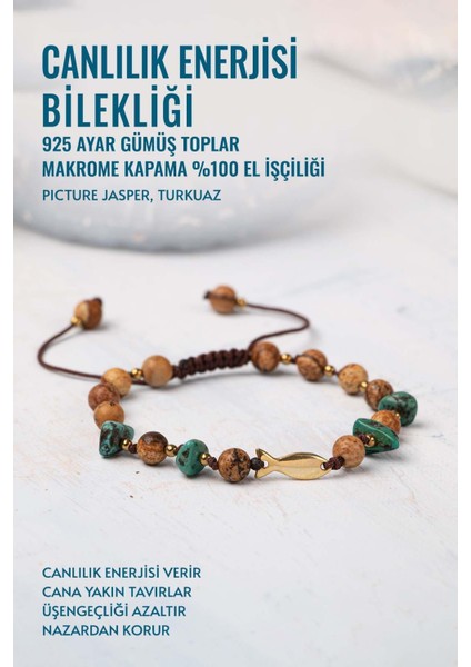 Sertifikalı Canlılık Enerjisi Bilekliği 925 Ayar Gümüş Toplar Makrome Kapama Bileklik