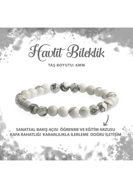 Sertifikalı Havlit 6mm Doğal Taş Bileklik