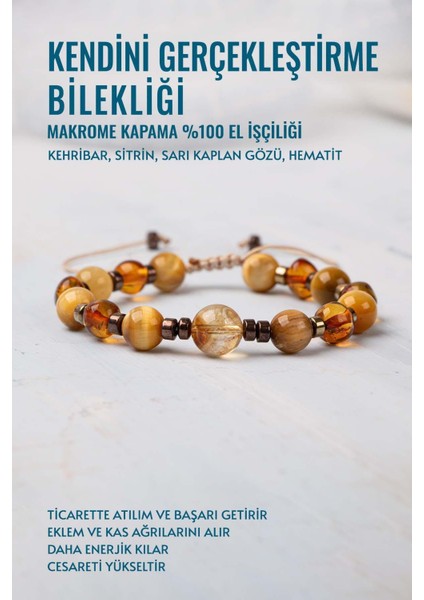 Sertifikalı Kendini Gerçekleştirme Bilekliği Makrome Kapama El Yapımı