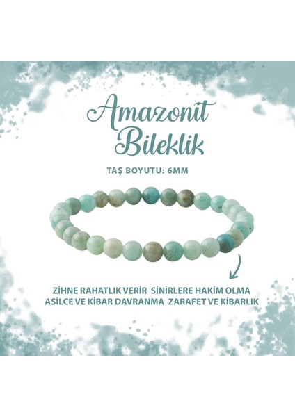 Sertifikalı Amazonit 6mm Doğal Taş Bileklik