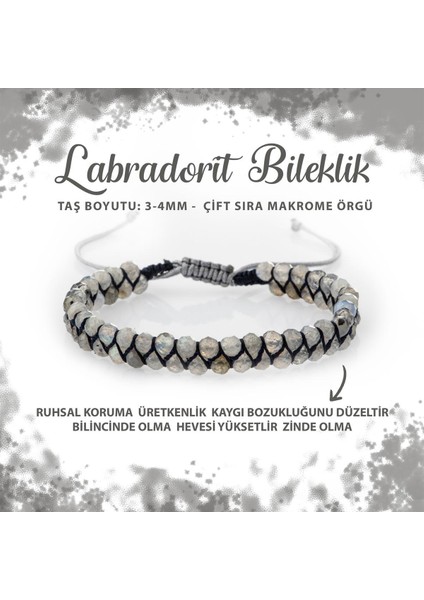 Sertifikalı Labradorit 3-4mm Çift Sıra Doğal Taş Bileklik