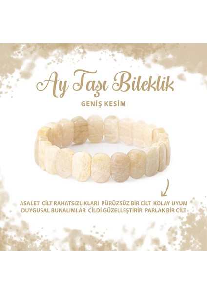 Sertifikalı Ay Taşı Doğal Taş Geniş Kesim Bileklik