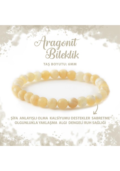 Sertifikalı Aragonit 6mm Doğal Taş Bileklik