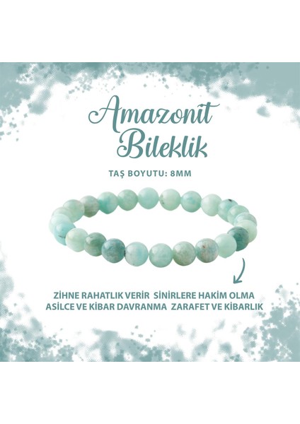 Sertifikalı Amazonit 8mm Doğal Taş Bileklik