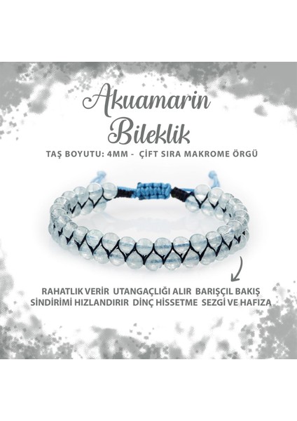 Sertifikalı Akuamarin 4mm Çift Sıra Doğal Taş Bileklik