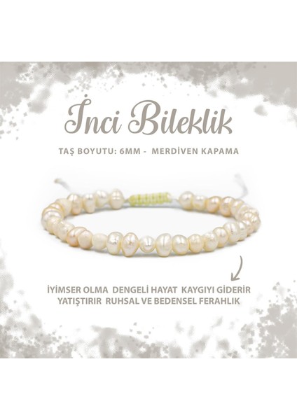 Sertifikalı Inci 6mm Merdiven Kapama Doğal Taş Bileklik