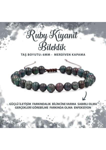 Sertifikalı Ruby Kyanit 6mm Merdiven Kapama Doğal Taş Bileklik