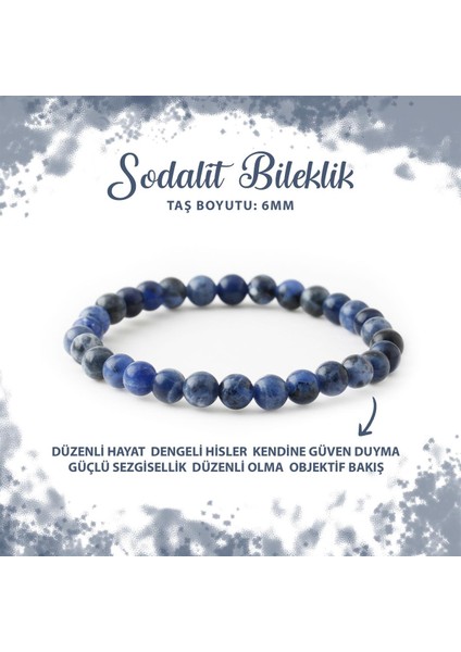 Sertifikalı Sodalit 6mm Doğal Taş Bileklik