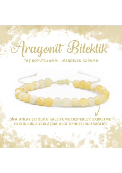 Sertifikalı Aragonit 6mm Merdiven Kapama Doğal Taş Bileklik