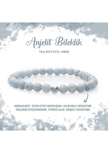 Sertifikalı Anjelit 6mm Doğal Taş Bileklik