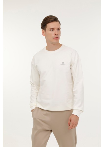 M-SN75 Bsc C Neck Sw 3fx Ekru Erkek Sweatshirt