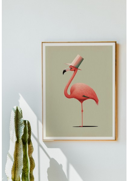 Flamingo - Çerçevesiz Özgün Tasarım Tablo Poster Duvar Tablosu