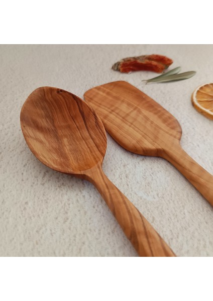 Ahşap Tahta Kaşık ve Spatula Seti - El Yapımı - Zeytin Ağacı - 24 cm ve 28 cm fiyatları