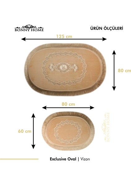 Exclusive Oval Vizon 2'li Dantelli ve Saçaklı Banyo Paspası Püsküllü Çeyizlik Kaymaz Klozet Takımı fırsatları