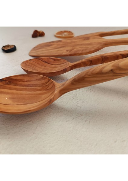 Artful Wooden Ahşap Tahta Kaşık ve Spatula Seti - El Yapımı - Zeytin Ağacı - 24,28,30,31 cm