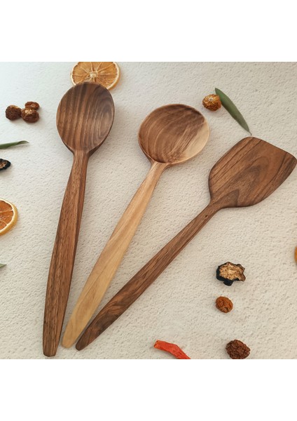 Ahşap Tahta Servis, Sunum Kaşığı - El Yapımı Ceviz Ağacı - 30 cm fırsatları