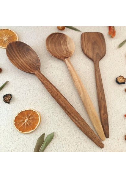 Ahşap Tahta Servis, Sunum Kaşığı - El Yapımı Ceviz Ağacı - 30 cm indirimleri