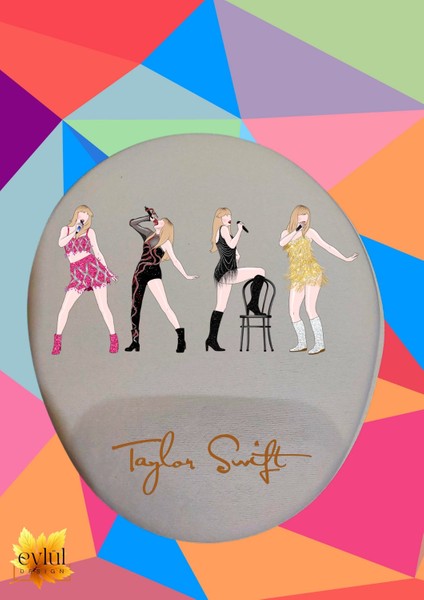 Taylor Swift Temalı Baskılı Özel Tasarım Oval Bilek Destekli Kaydırmaz Mousepad