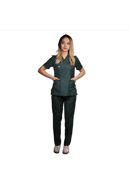 Avcı Yeşil Hemşire Forması Scrubs