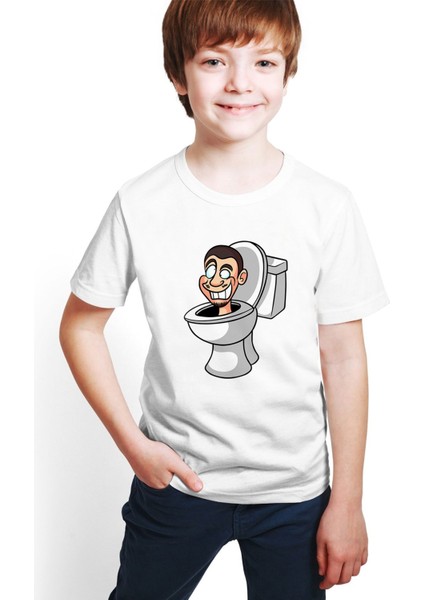 Skibidi Toilet Baskılı Unisex Çocuk Tişört H06