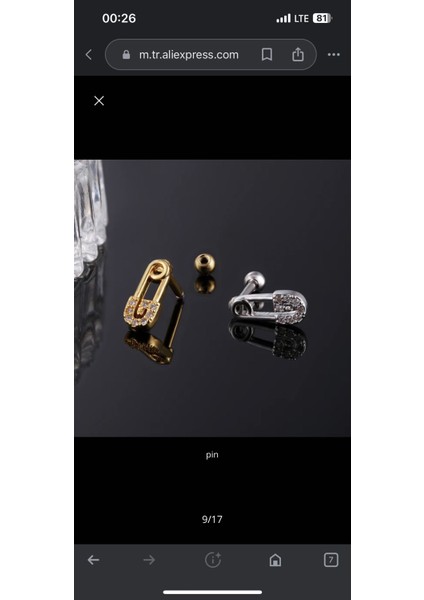 Çengelli Iğne Kıkırdak Helix Tragus PIERCING(1ADET)