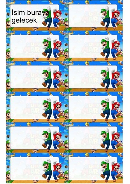 Mario Kitap Defter Okul Etiketi 270 Adet Kesimli