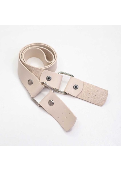 Kulaklı Deri 2'li Çanta Sapı Dikmeli - Krem