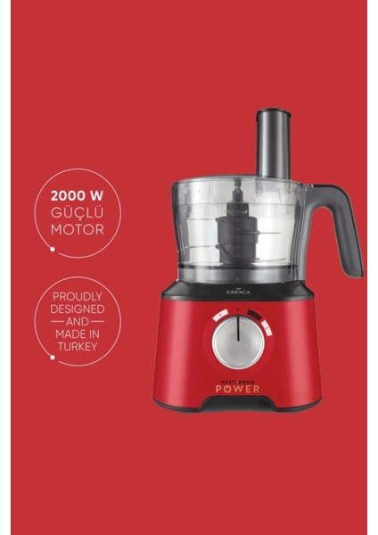 Yeni Nesil Mastermaid Power Essential Red Mutfak Robotu, Blender Seti 2000W