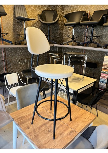 Sandalyeshop Yeni,dolce Tasarım Bar Sandalyesi 75 cm Beyaz.