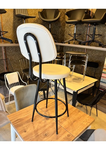 Sandalyeshop Yeni,dolce Tasarım Bar Sandalyesi 75 cm Beyaz.