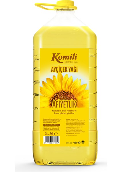 Kubbeli Pet Ayçiçek Yağı 5 Lt