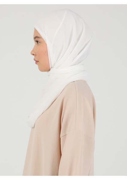 Hijablı Şifon Şal - Krem modelleri