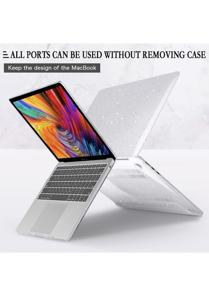 Apple Macbook Air 15 M2 2023 A2941 Uyumlu Kılıf Parlak Simli Şeffaf Kapak Koruma 15.3" Kılıf