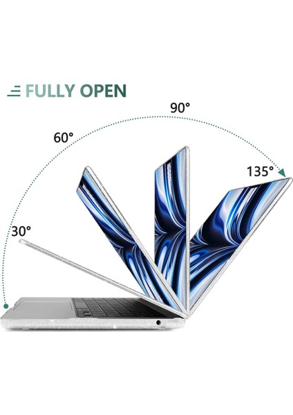 Apple Macbook Air 15 M2 2023 A2941 Uyumlu Kılıf Parlak Simli Şeffaf Kapak Koruma 15.3" Kılıf