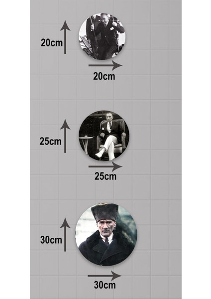 3 Parça Atatürk Oturma Odası Mdf Tablo Seti