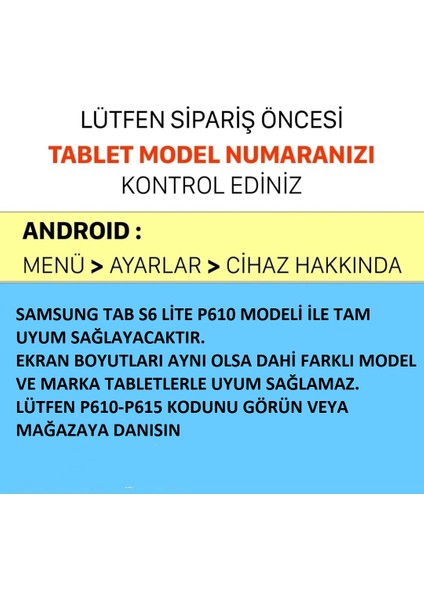 Samsung Galaxy Tab S6 Lite Kılıf 10.4" P610 Dönebilen Standlı Uyku Modlu Kılıf