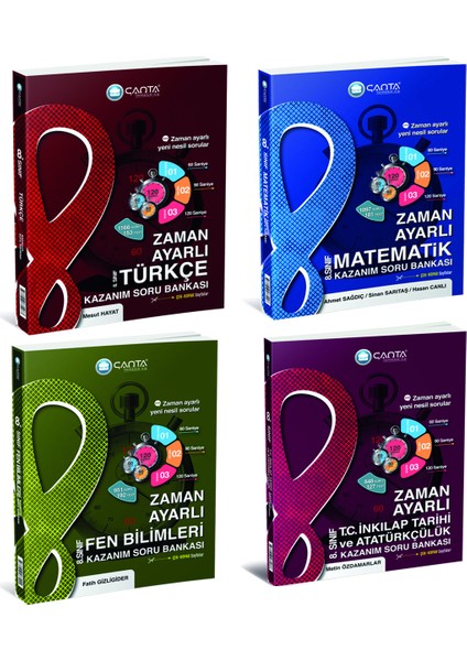 8. Sınıf Zaman Ayarlı Türkçe + Matematik + Fen Bilimleri + Inkılap Tarihi Kazanım Soru Bankası