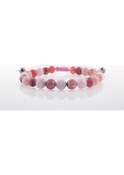 Pembe Kuvars, Pembe Opal, Altın Rutilli Kuvars, Hakiki Yemen Akiği, Rodokrozit, Kunzit Bileklik B905 fiyatları