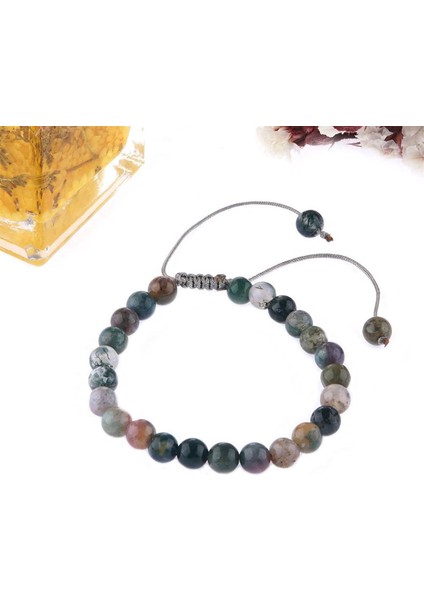 Sertifikalı Renkli Hint Akiği Orjinal ( Taşlar) Doğaltaş Bileklik - 8mm