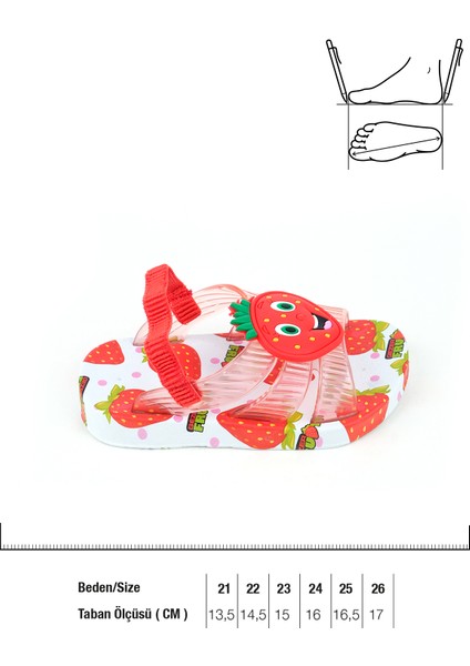 Yazlık Çilek Desenli Islak Zemine Uygun Kız Çocuk Terlik Sandalet fiyatları