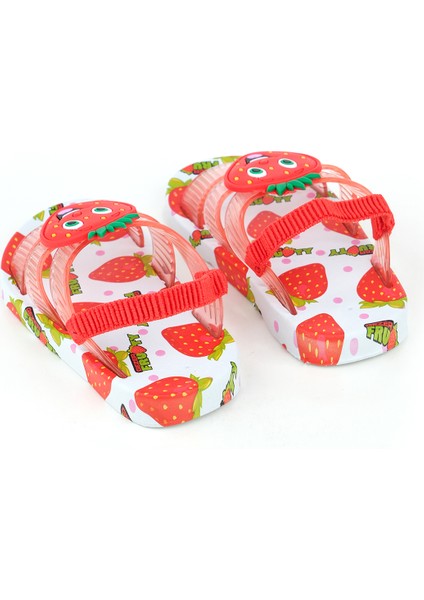 Yazlık Çilek Desenli Islak Zemine Uygun Kız Çocuk Terlik Sandalet modelleri