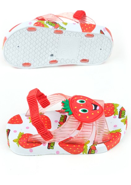 Yazlık Çilek Desenli Islak Zemine Uygun Kız Çocuk Terlik Sandalet fırsatları