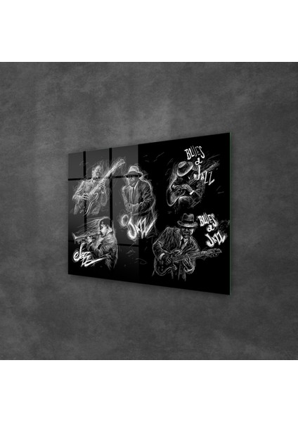 Cam Tablo Jazz Musicans 70X100 cm