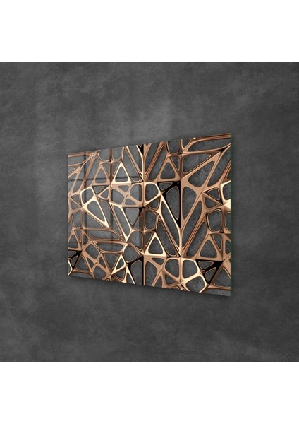 Cam Tablo Geometrik Gold Rose 70X100 cm