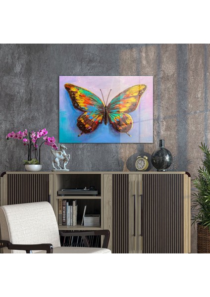 Cam Tablo Renkli Kelebek 70X100 cm