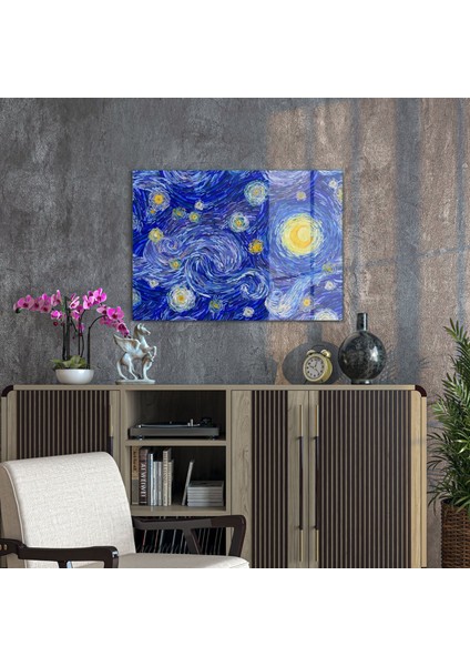 Cam Tablo Van Gogh Yıldızlı Gece 70X100 cm