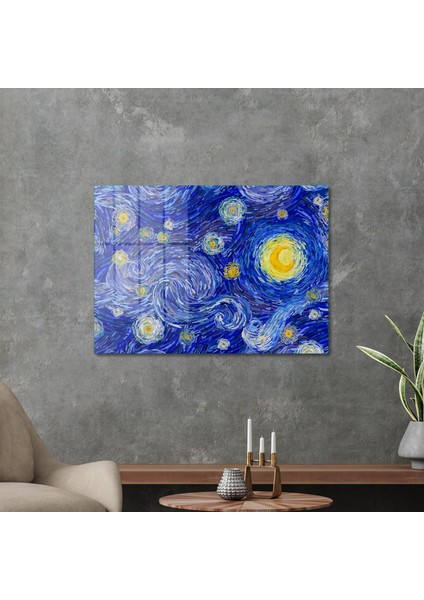 Cam Tablo Van Gogh Yıldızlı Gece 70X100 cm modelleri