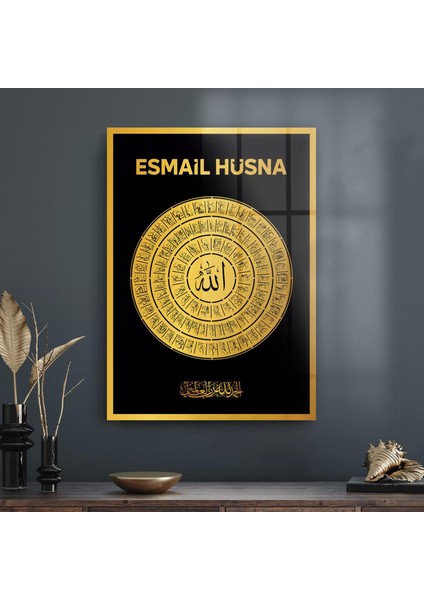 Cam Tablo Esmaül Hüsna Dini Islami Tablo 50X70 cm