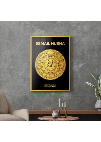 Cam Tablo Esmaül Hüsna Dini Islami Tablo 50X70 cm modelleri