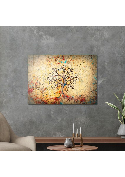 Cam Tablo Renkli Hayat Ağacı 70X100 cm modelleri